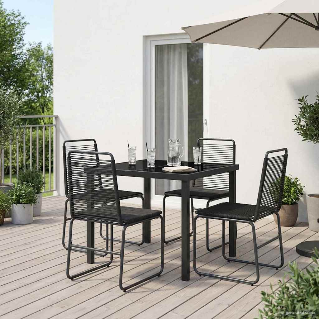 Kert szett 5 db Fekete Fém és Rattan