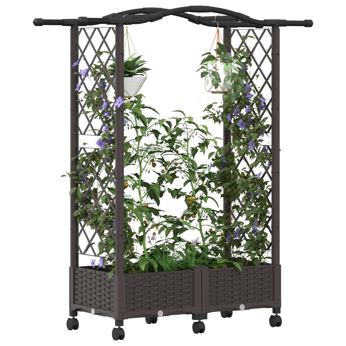 Magasított Ágy Trellis-szel és Tetővel Barna 124 x 40 x 129 cm 3