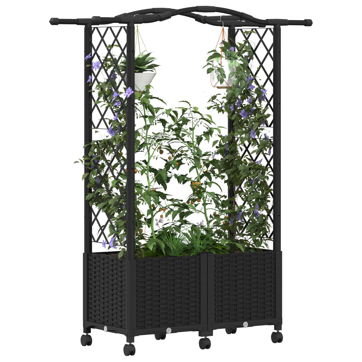 Magasított Ágy Trellis-szel és Tetővel Fekete 125 x 40 x 144 cm 3