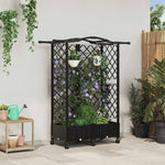 Magasított Ágy Trellis-szel és Tetővel Fekete 124 x 40 x 129 cm