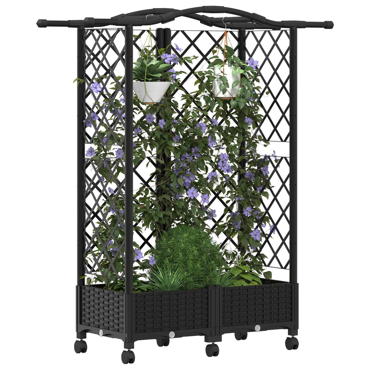 Magasított Ágy Trellis-szel és Tetővel Fekete 124 x 40 x 129 cm 3