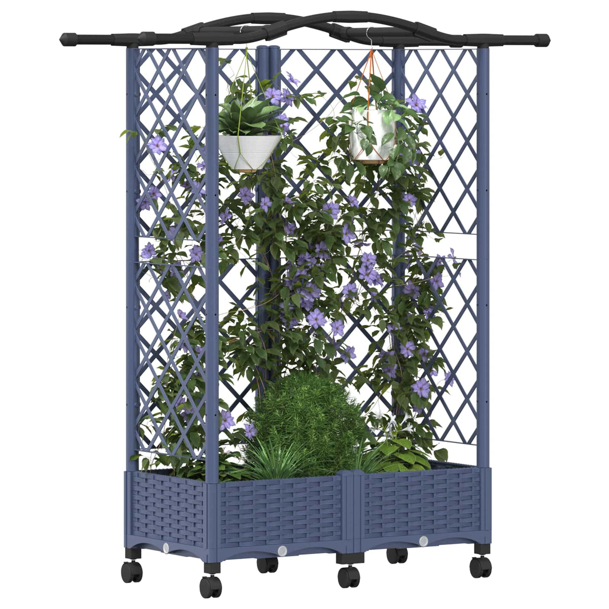 Magasított Ágy Trellis-szel és Tetővel Szürke 124 x 40 x 129 cm 3