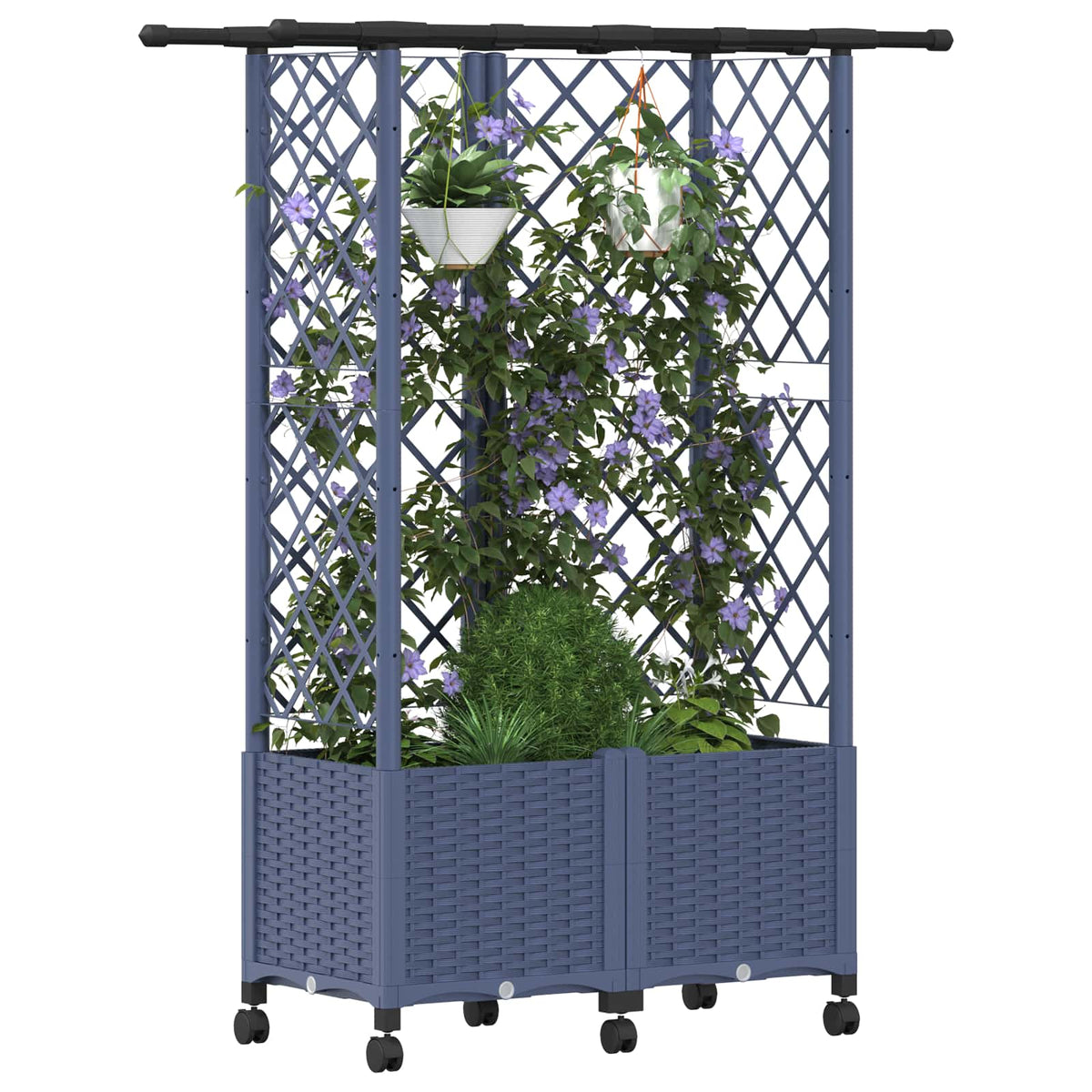 Magasított Ágy Trellis-szel és Tetővel Szürke 124 x 40 x 142 cm 3