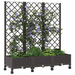 Kert ültető edény trellisszel és kerekekkel Barna PP 3