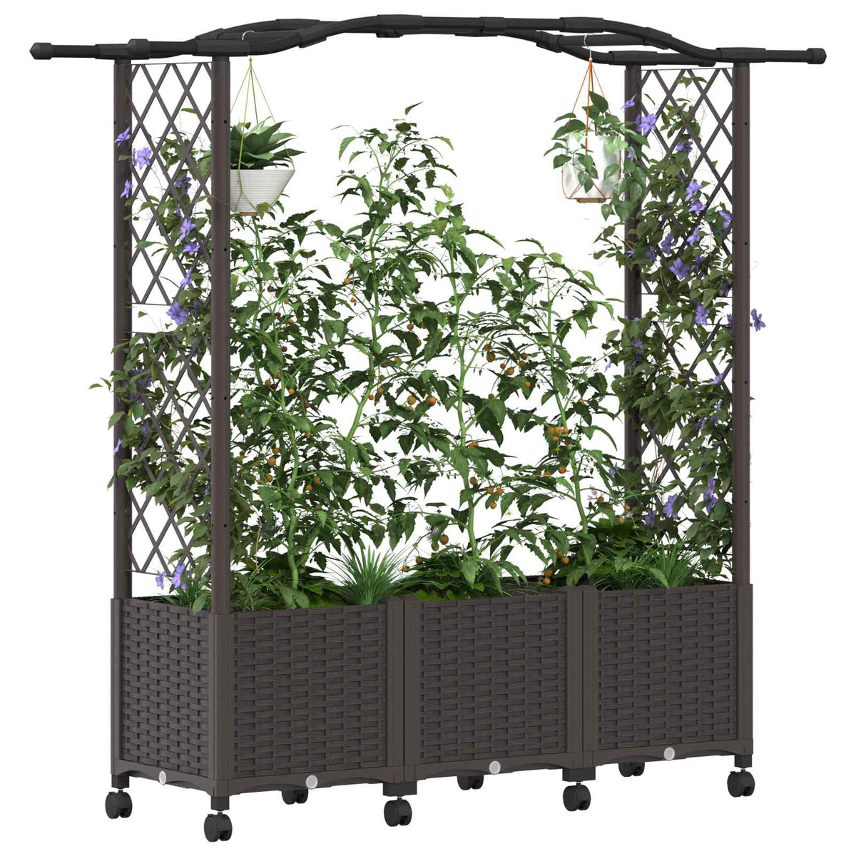 Magasított Ágy Trellis-szel és Tetővel Barna 164 x 40 x 144 cm 3