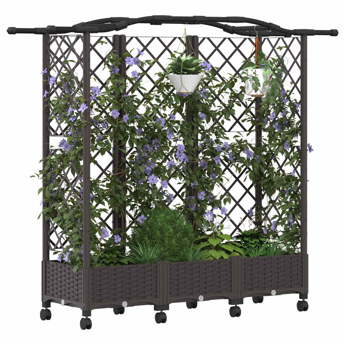 Magasított Ágy Trellis-szel és Tetővel Barna 163 x 40 x 129 cm 3