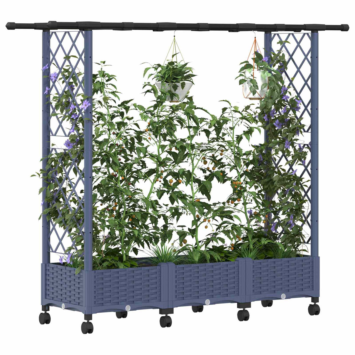 Magasított Ágy Trellis-szel és Tetővel Szürke 164 x 40 x 127 cm 3
