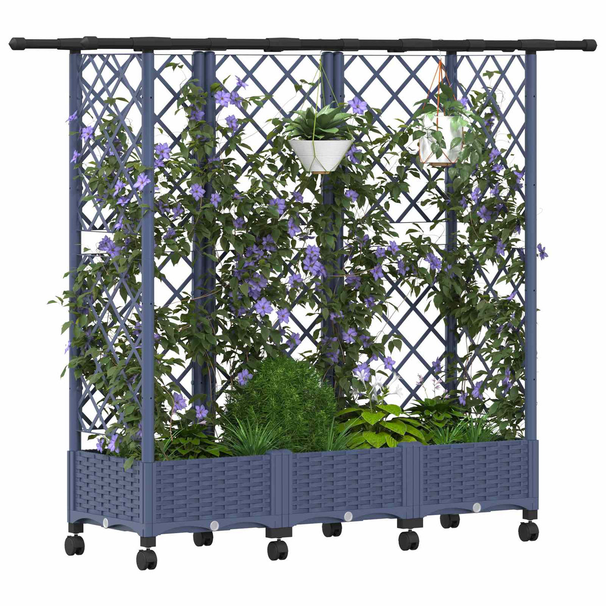 Magasított Ágy Trellis-szel és Tetővel Szürke 164 x 40 x 127 cm 3