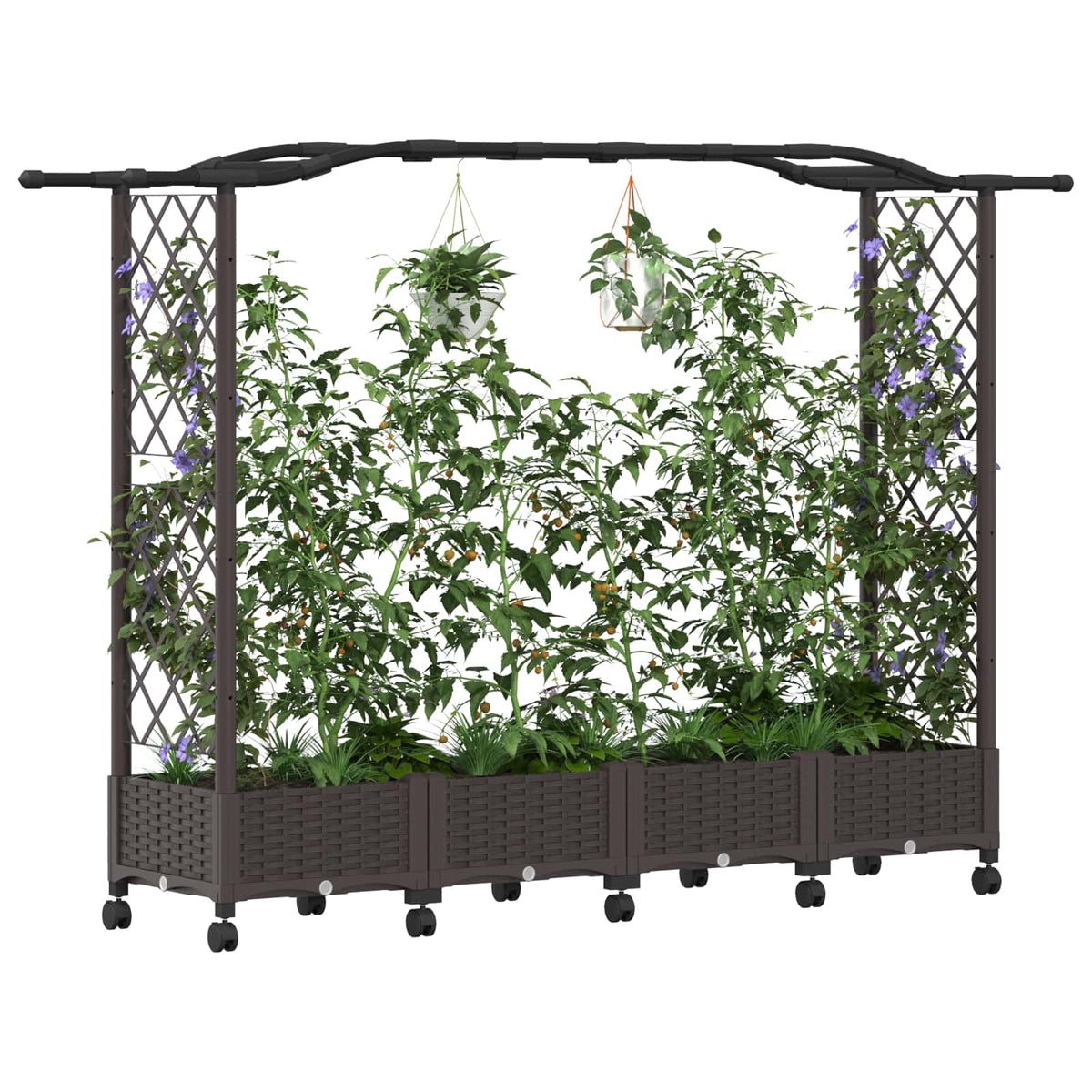 Magasított Ágy Trellis-szel és Tetővel Barna 207 x 40 x 129 cm 3