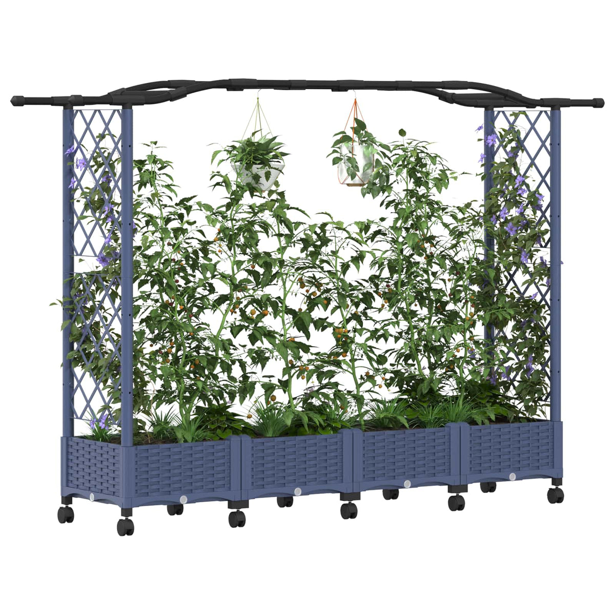 Magasított Ágy Trellis-szel és Tetővel Szürke 207 x 40 x 129 cm 3