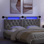 Függesztett ágyfej LED fényekkel Sötétszürke Szövet 5