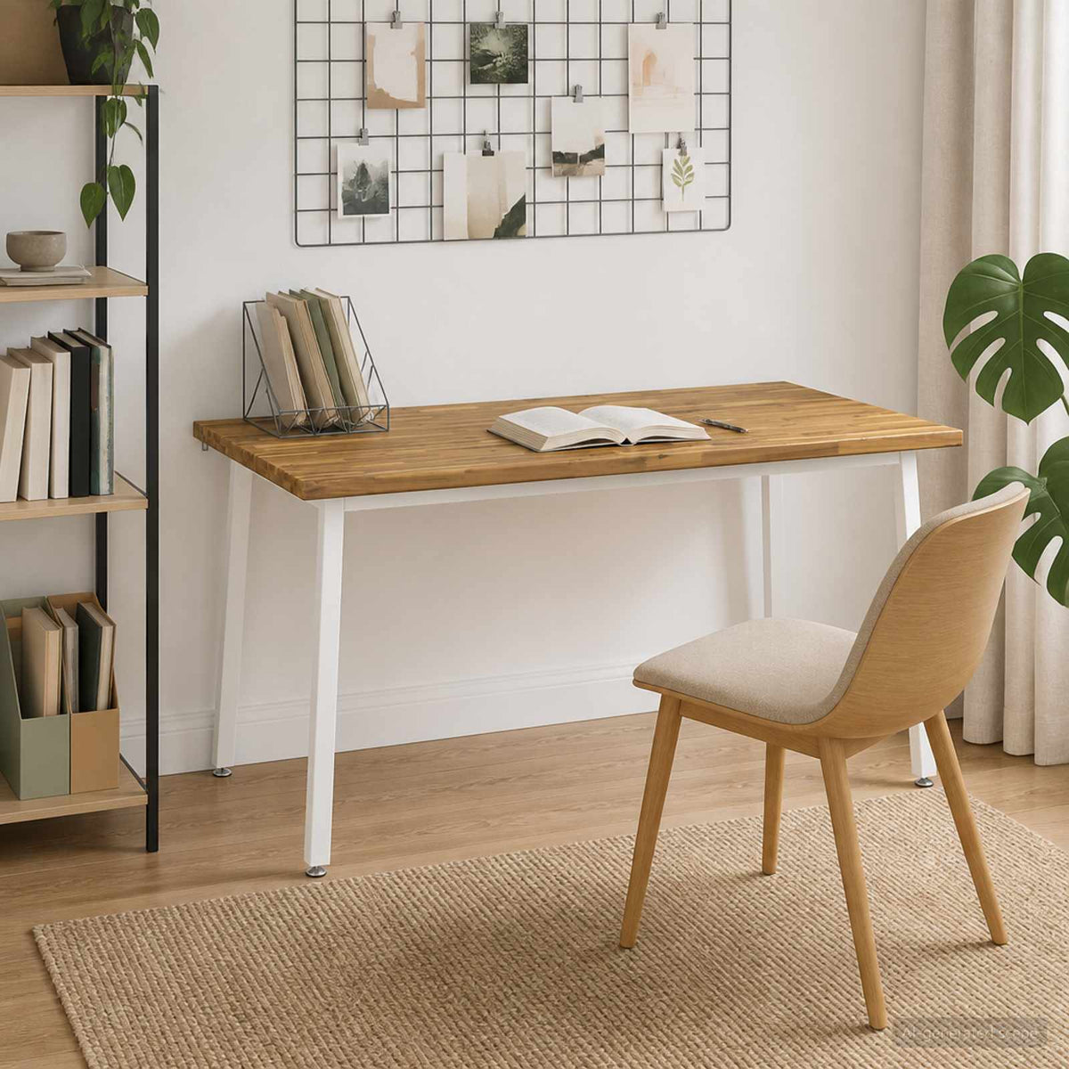 Négyzet Alakú Étkezőasztal 160 x 90 x 75 cm Tömör Akácfa Fehér 3