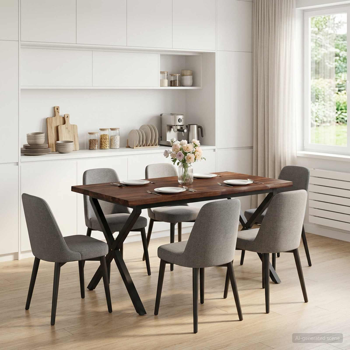 Élő élű étkezőasztal 140 x 80 x 75 cm Tömör Akácfa Sötét Barna