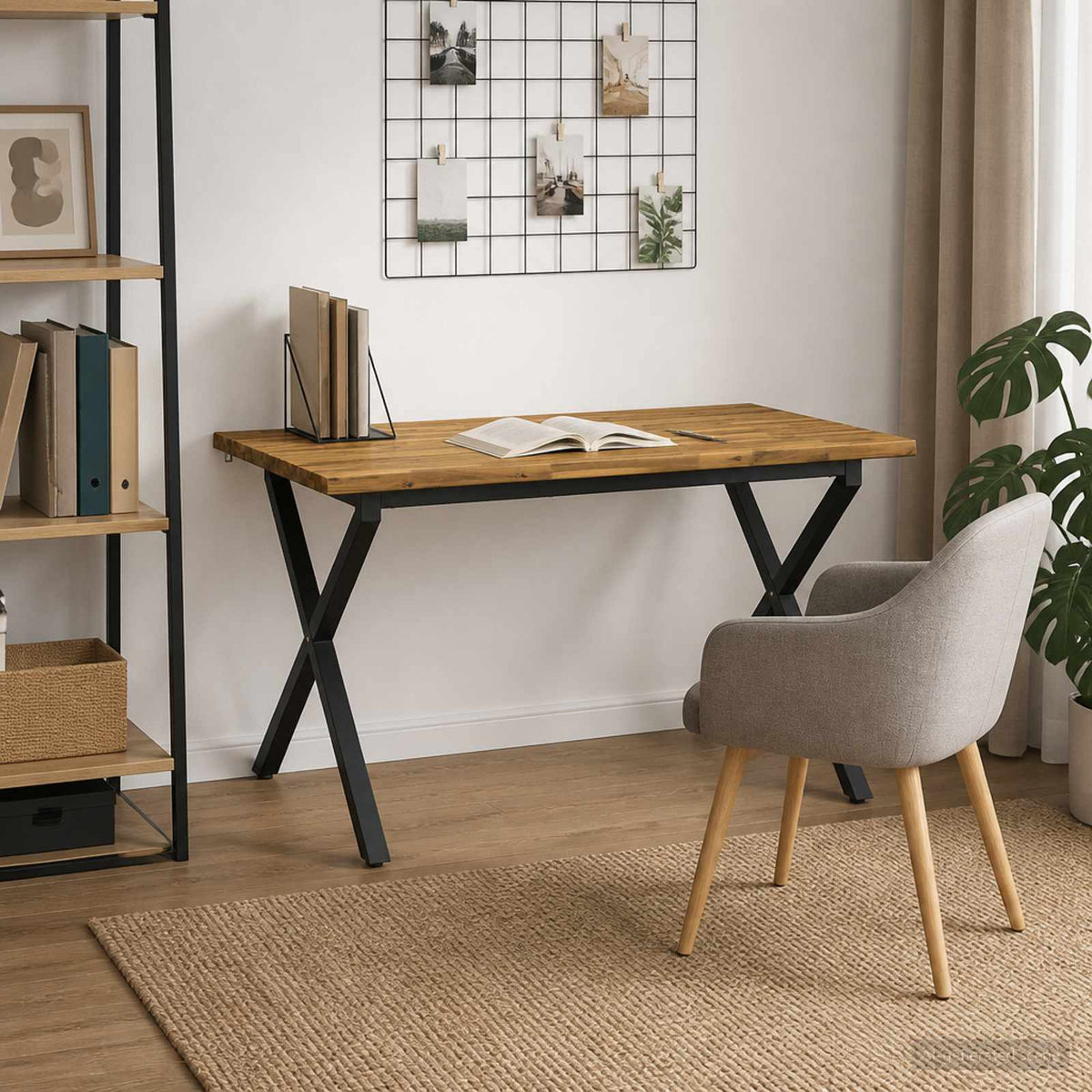 Élő élű étkezőasztal 140 x 90 x 75 cm Tömör Akácfa Fehér