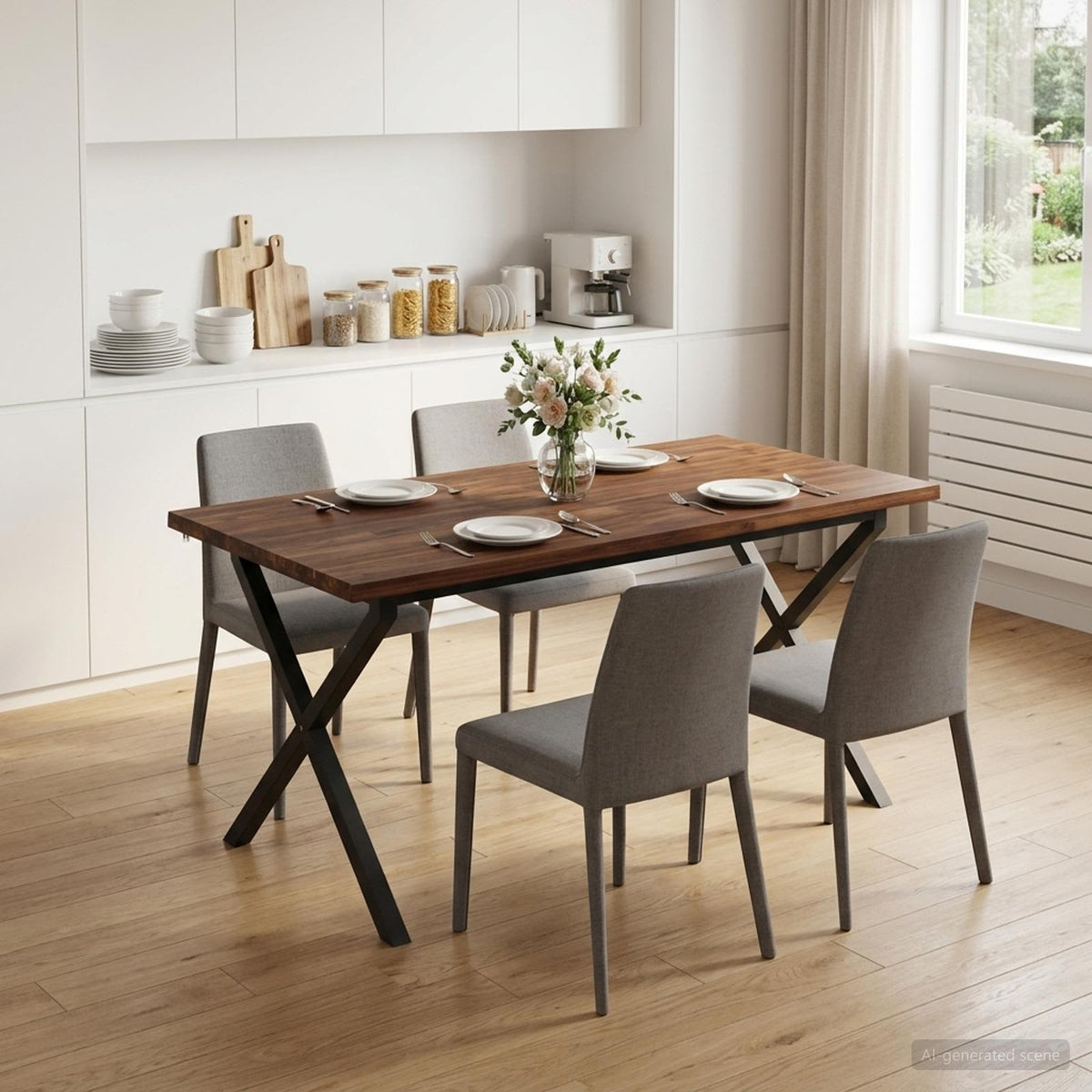 Élő élű étkezőasztal 160 x 70 x 75 cm Tömör Akácfa Sötét Barna 3