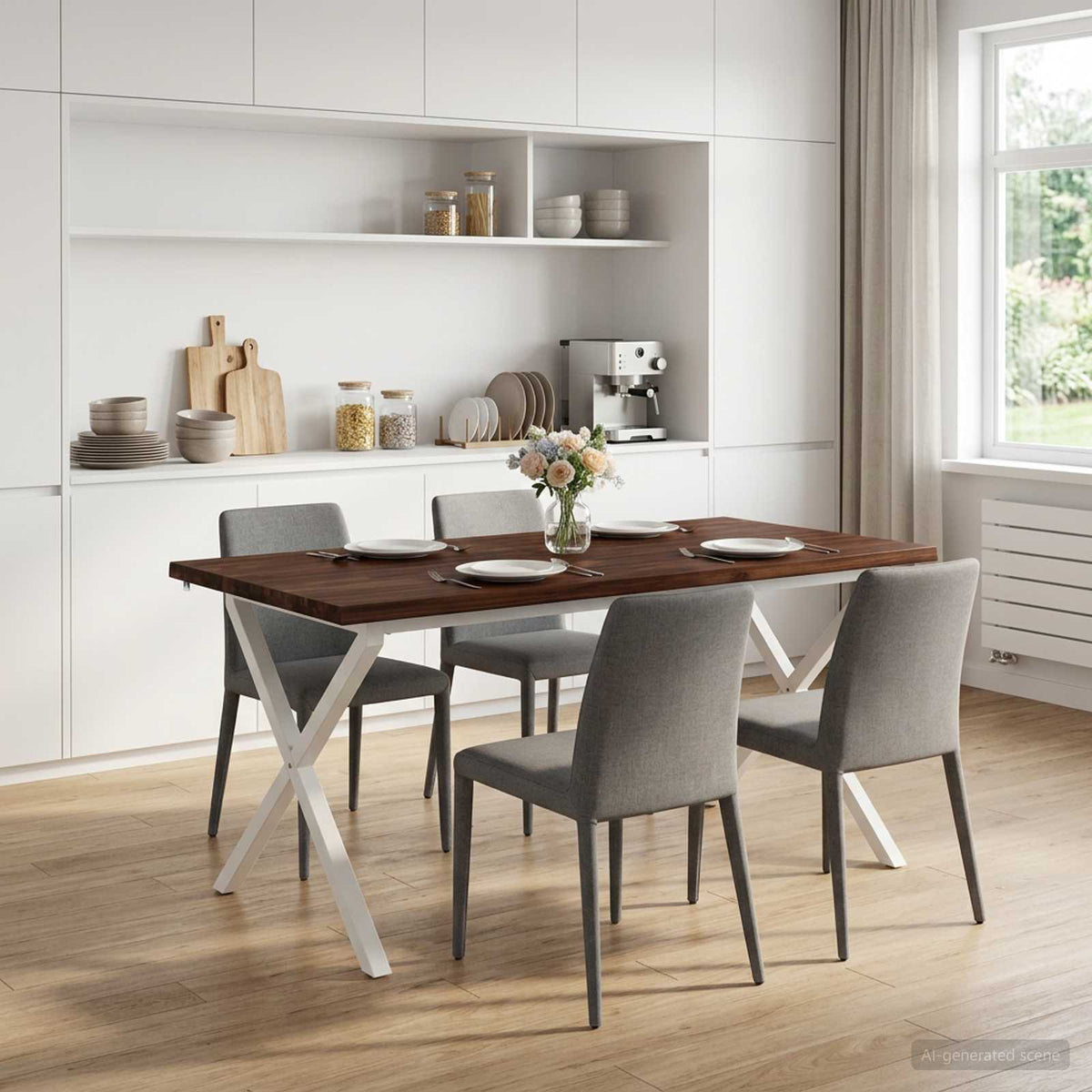 Élő élű étkezőasztal 160 x 80 x 75 cm Tömör Akácfa Sötét Barna