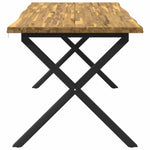 Élő élű étkezőasztal 160 x 80 x 75 cm Tömör Akácfa Fehér 5