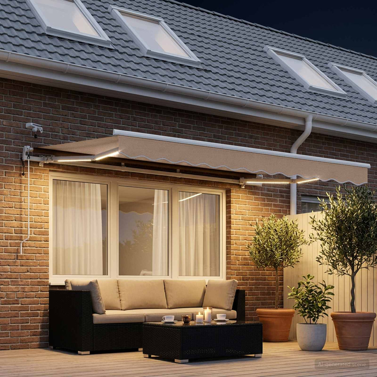 Elektromos napellenző LED-del és érzékelővel 5 x 3,5 m Tópszínű 3