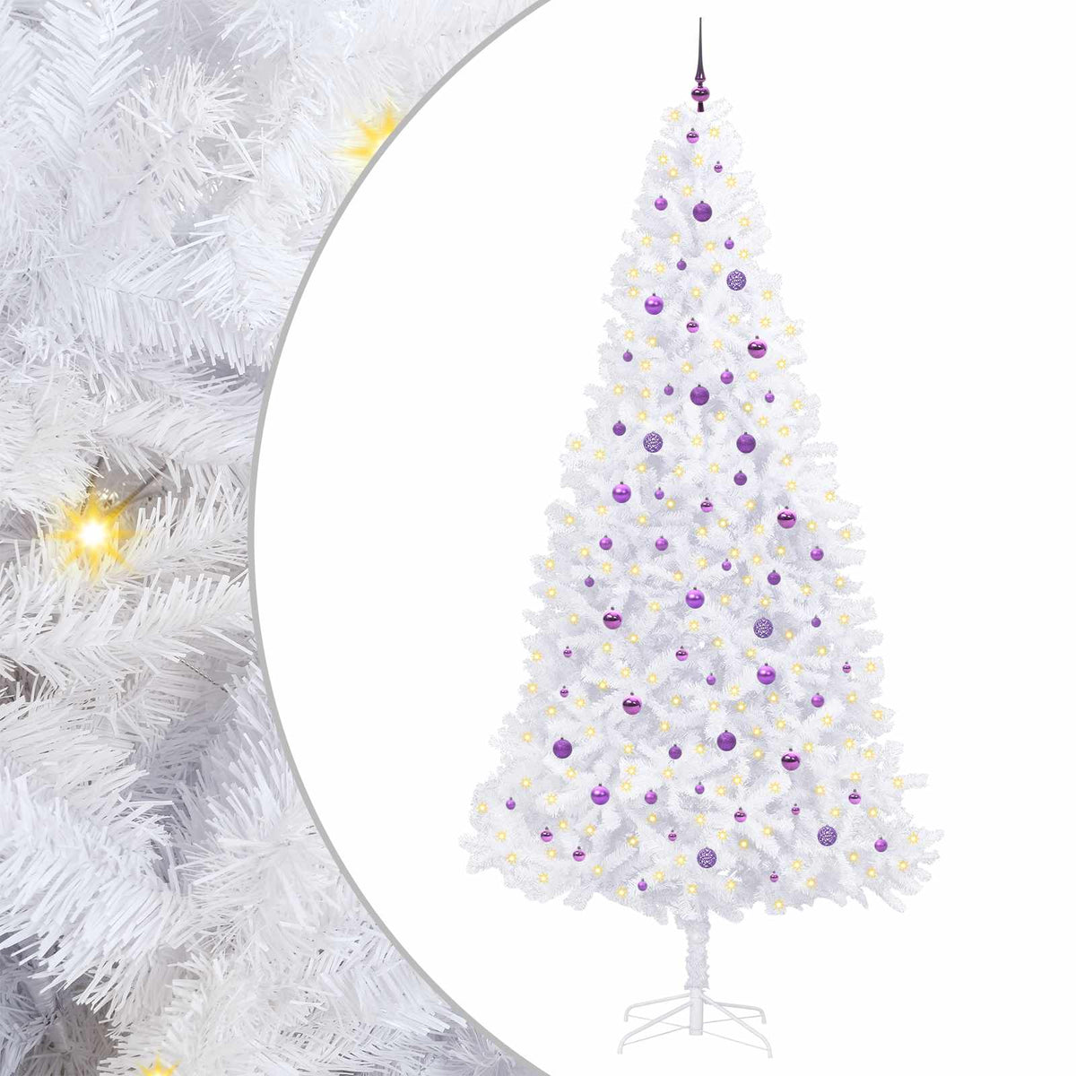 Mű karácsonyfa 300 LED-del állvánnyal Fehér 300 cm PVC és Acél 2