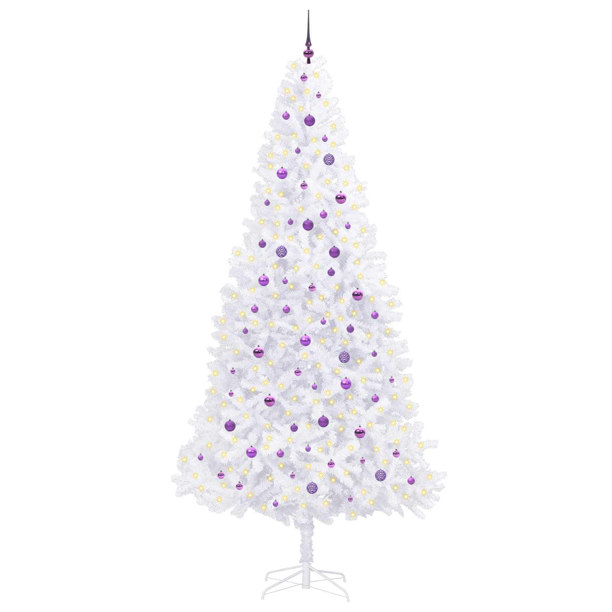 Mű karácsonyfa 300 LED-del állvánnyal Fehér 300 cm PVC és Acél 3
