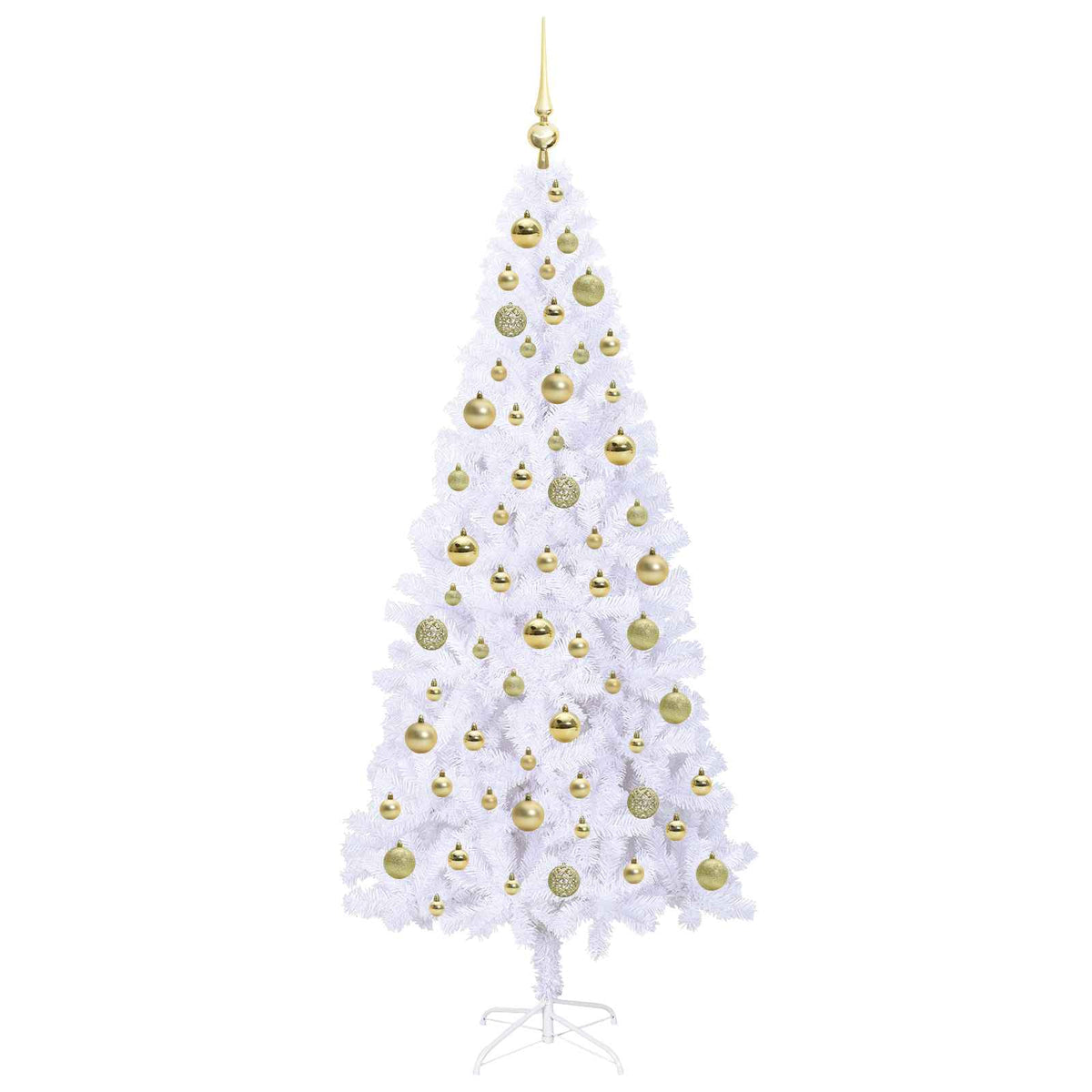 Mű karácsonyfa 300 LED-del állvánnyal Fehér 180 cm PVC és Acél 4