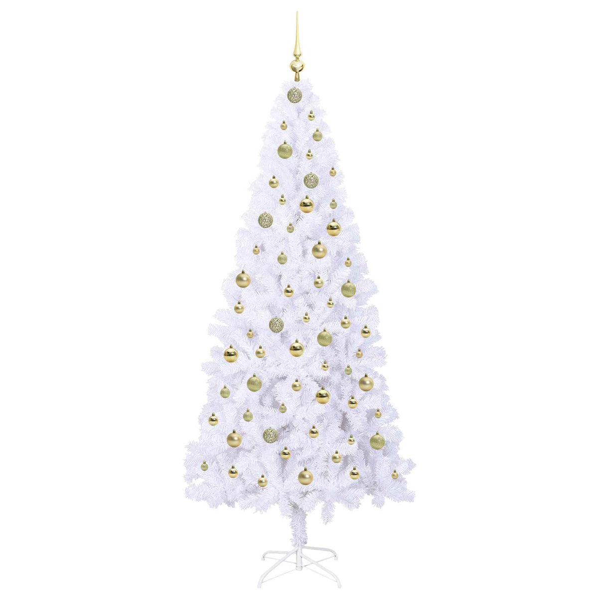 Mű karácsonyfa 300 LED-del állvánnyal Fehér 210 cm PVC és Acél 4