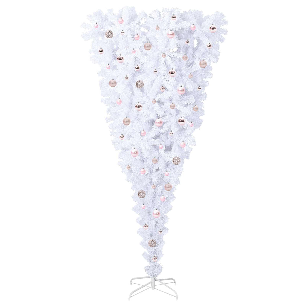 Mű karácsonyfa 300 LED-del állvánnyal Fehér 210 cm PVC és Acél 4
