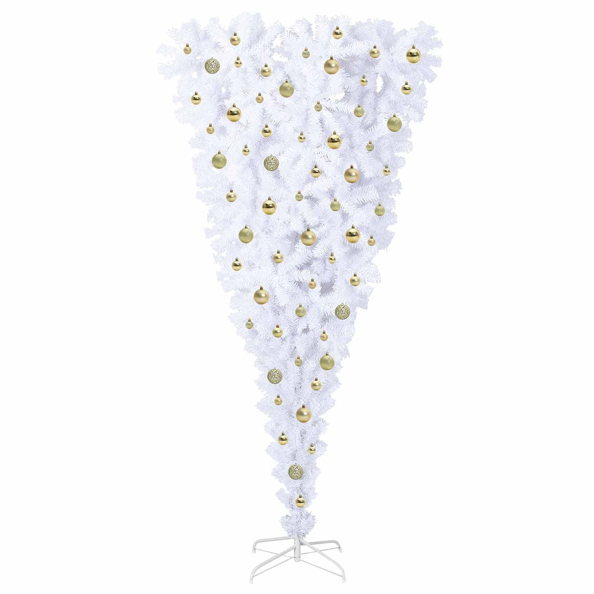Mű karácsonyfa 300 LED-del állvánnyal Fehér 210 cm PVC és Acél 4