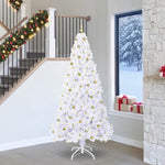 Mű karácsonyfa 300 LED-del állvánnyal Fehér 240 cm PVC és Acél