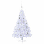 Mű karácsonyfa 150 LED-del állvánnyal Fehér 120 cm PVC és Acél 4