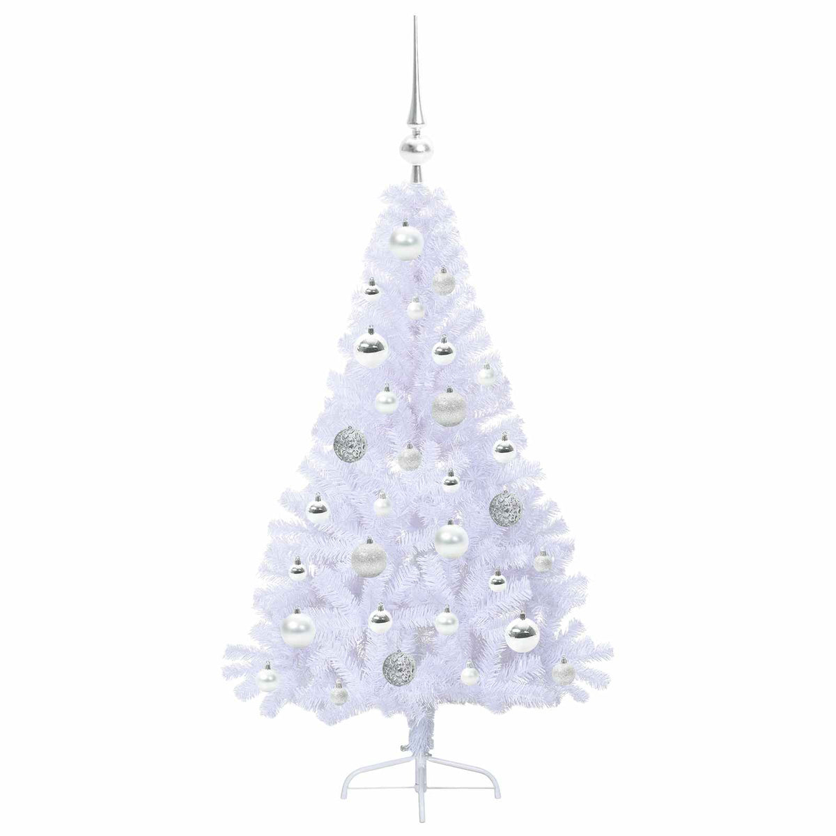 Mű karácsonyfa 150 LED-del állvánnyal Fehér 120 cm PVC és Acél 4
