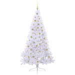 Mű karácsonyfa 300 LED-del állvánnyal Fehér 210 cm PVC és Acél 4