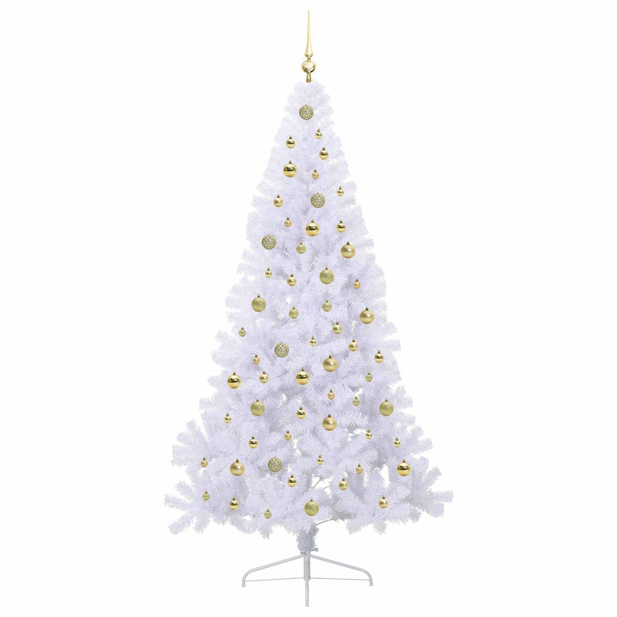 Mű karácsonyfa 300 LED-del állvánnyal Fehér 210 cm PVC és Acél 4