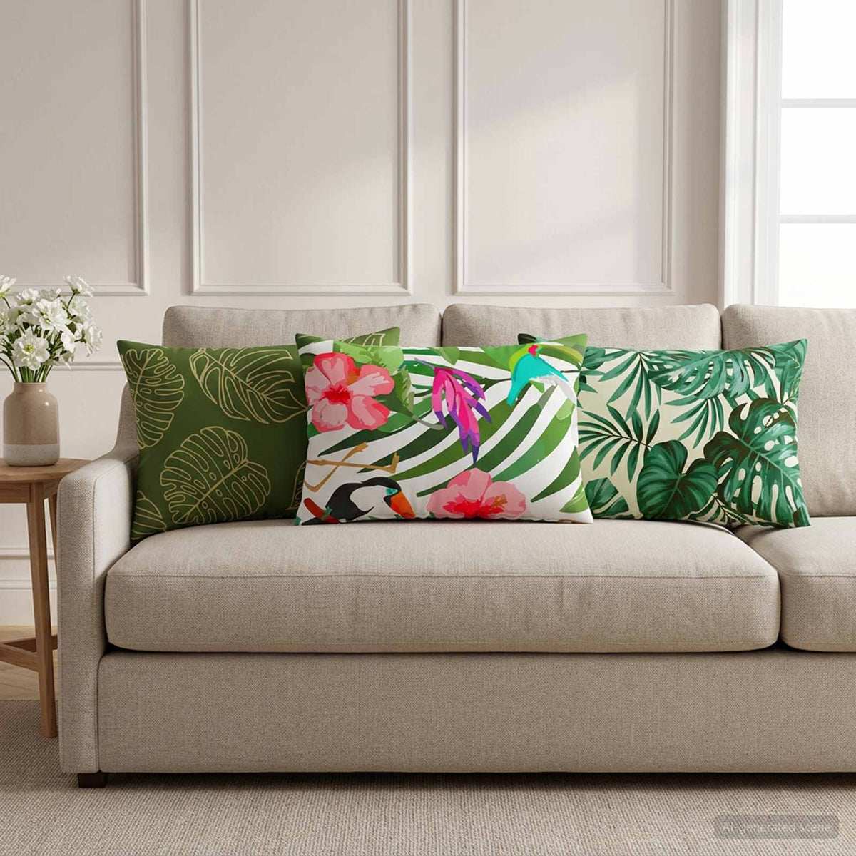 Párna 6 db HEERLEN Levélminta 30 x 50 cm Poliészter