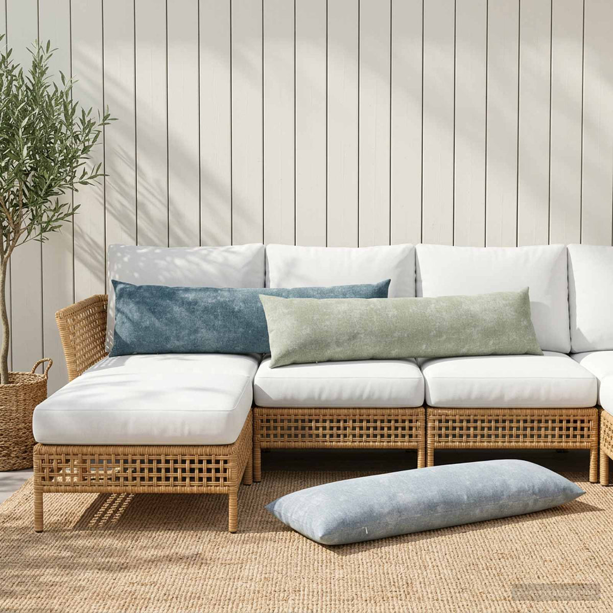 Párna 2 db HEERLEN Kék 40 x 145 cm Chenille Szövet