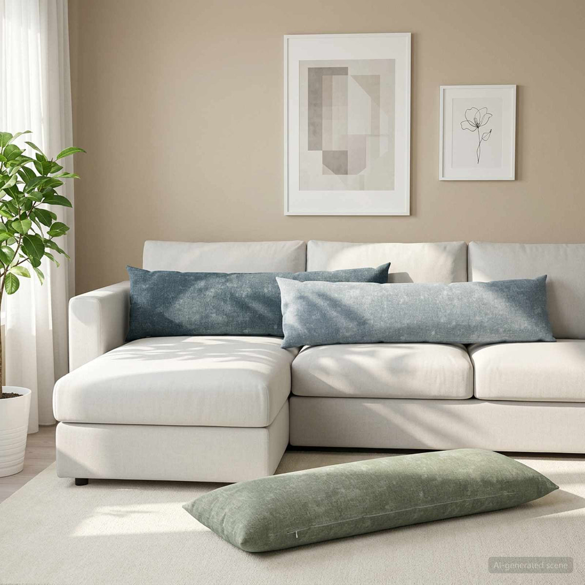 Párna 2 db HEERLEN Kék 40 x 145 cm Chenille Szövet 3