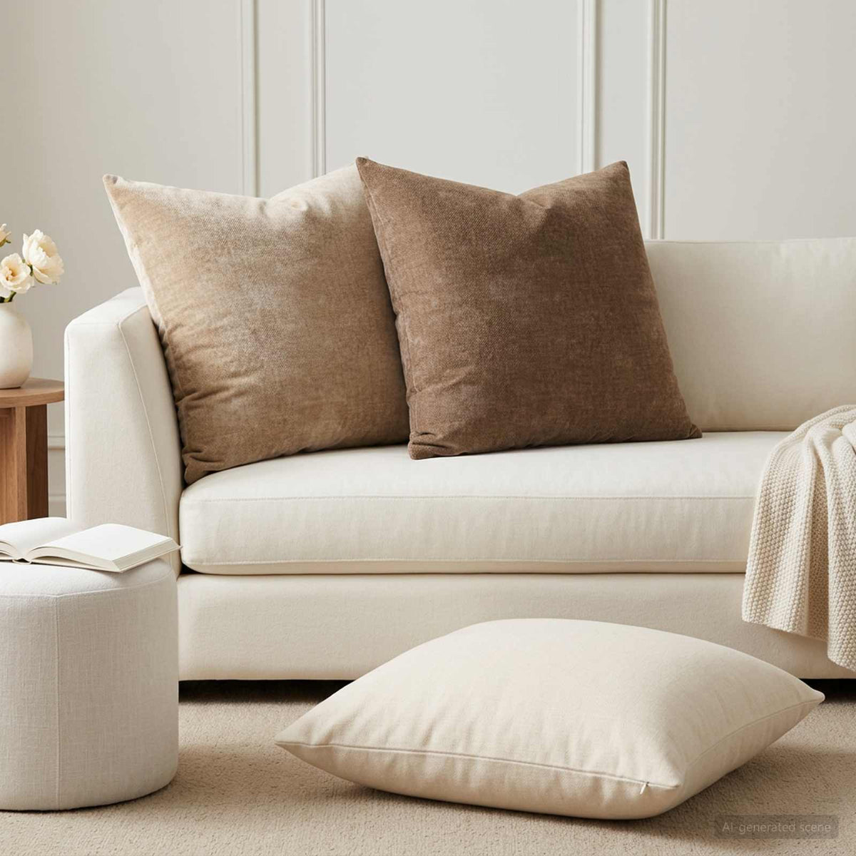 Párna huzat 2 db HEERLEN Barna 65 x 65 cm Chenille Szövet