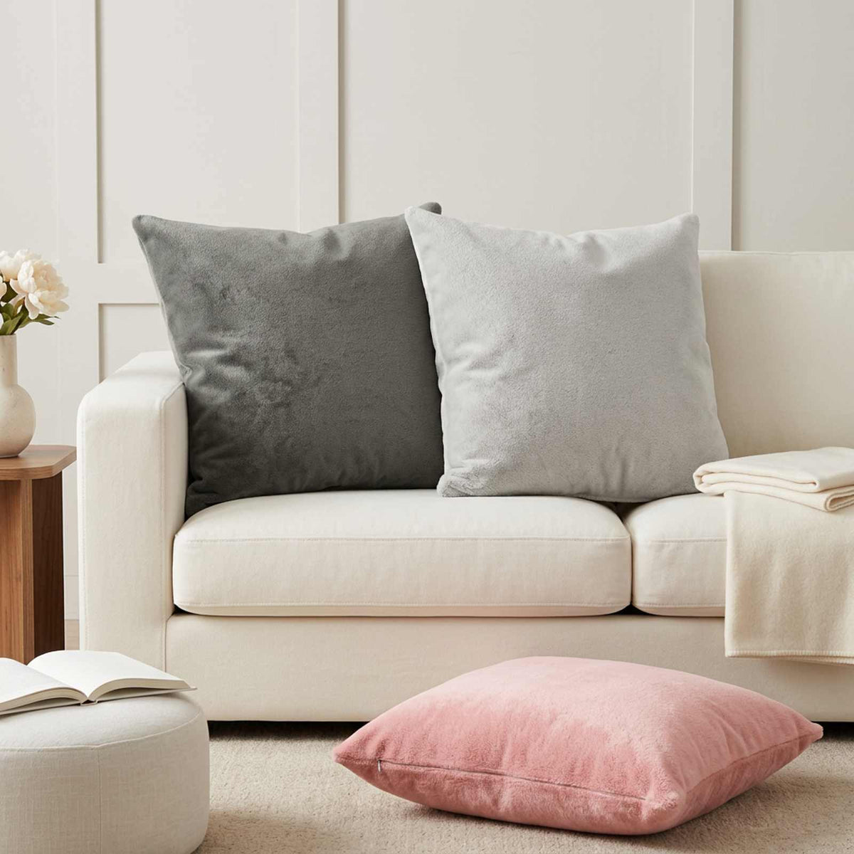 Párna huzat 2 db HEERLEN Világosszürke 70 x 70 cm Flanell