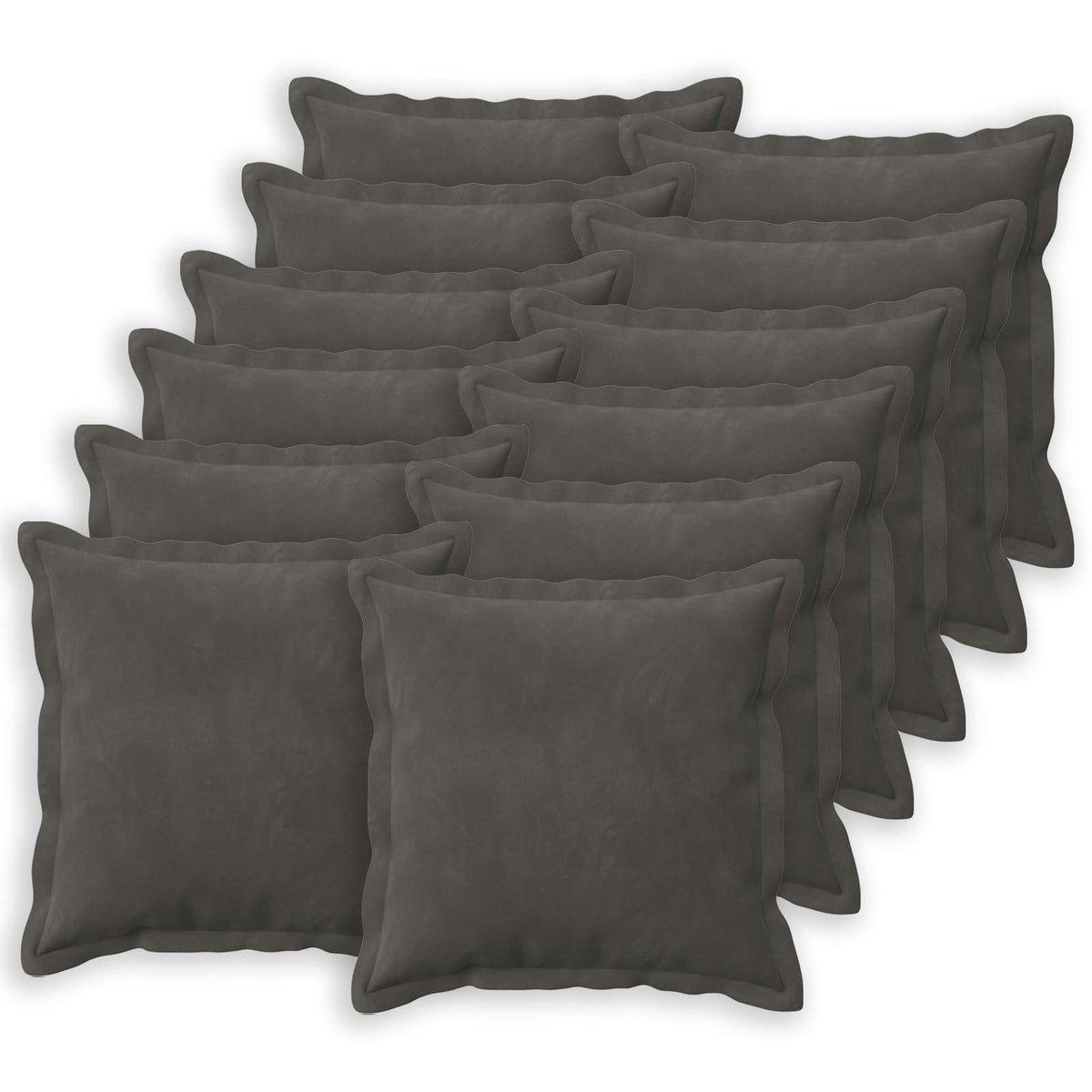 Párna huzat 12 pcs HOUTEN Sötétszürke 40 x 40 cm Bársony 2