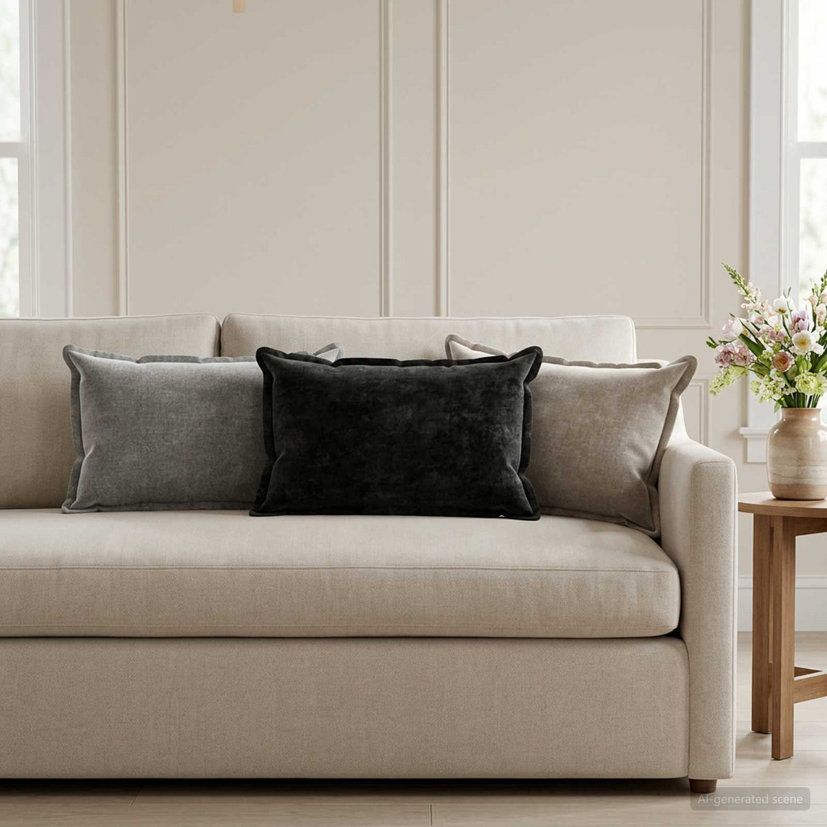Párna huzat 2 db HOUTEN Sötétszürke 30 x 50 cm Chenille Szövet