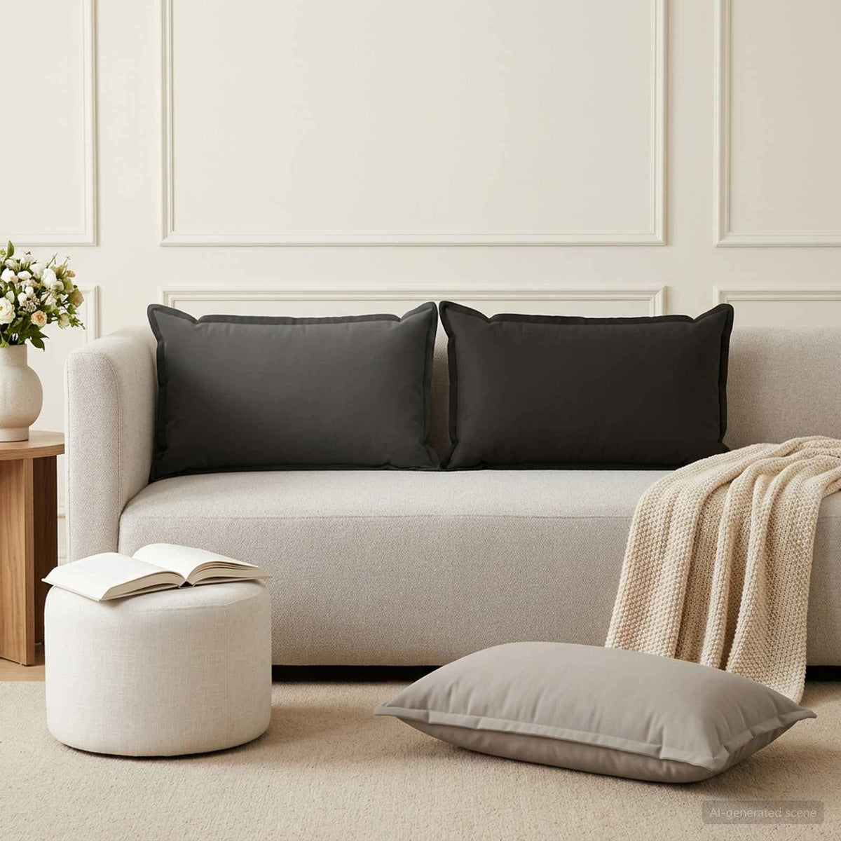 Párna huzat 6 db HOUTEN Fekete 40 x 80 cm Poliészter 3