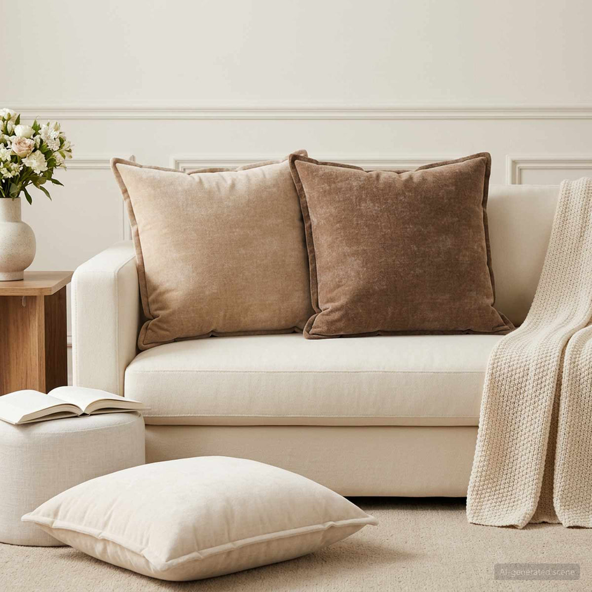 Párna huzat 2 db HOUTEN Barna 55 x 55 cm Chenille Szövet