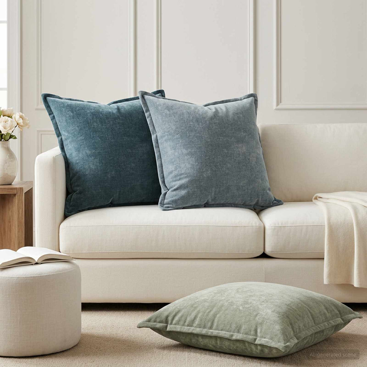 Párna huzat 2 db HOUTEN Zöld 70 x 70 cm Chenille Szövet