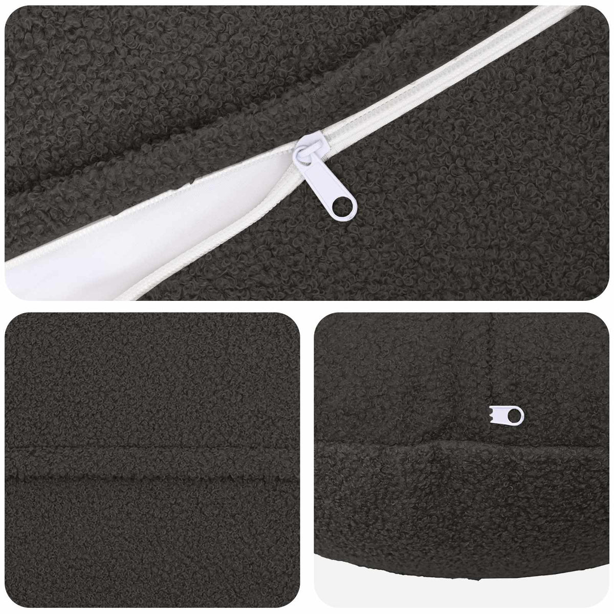 Párna huzat 2 pcs HEERLEN Sötétszürke Ø 40 cm Bouclé 4