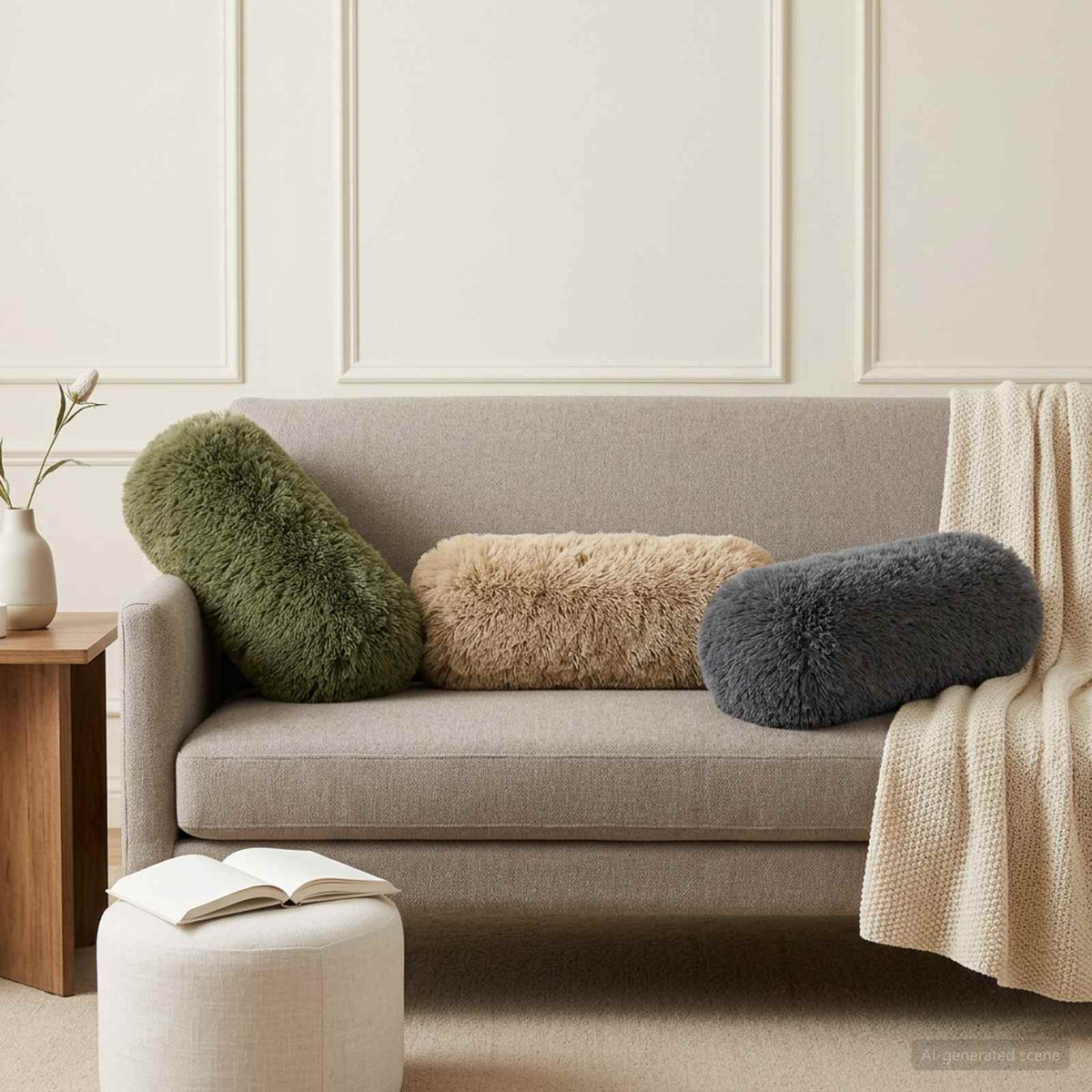 Párna huzat 6 pcs HEERLEN Zöld Ø 15 x 40 cm PV Mikroplüss