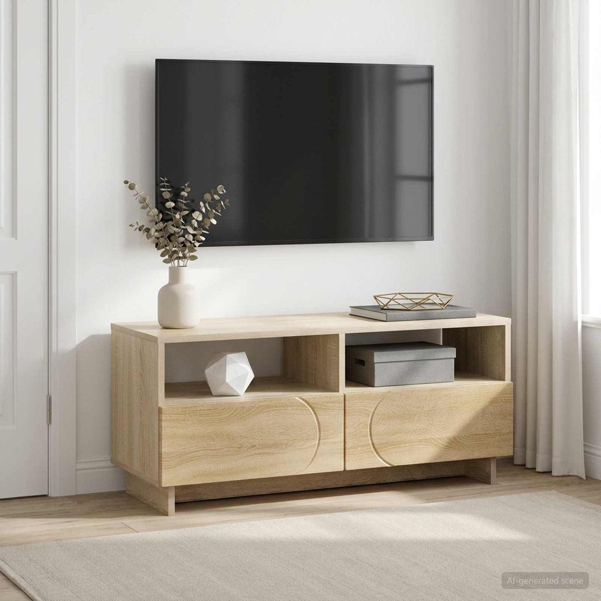 TV állvány 90 x 34.5 x 40 cm Betonszürke Szerelt Fa