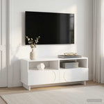 TV állvány 90 x 34.5 x 40 cm Magasfényű Fehér Szerelt Fa