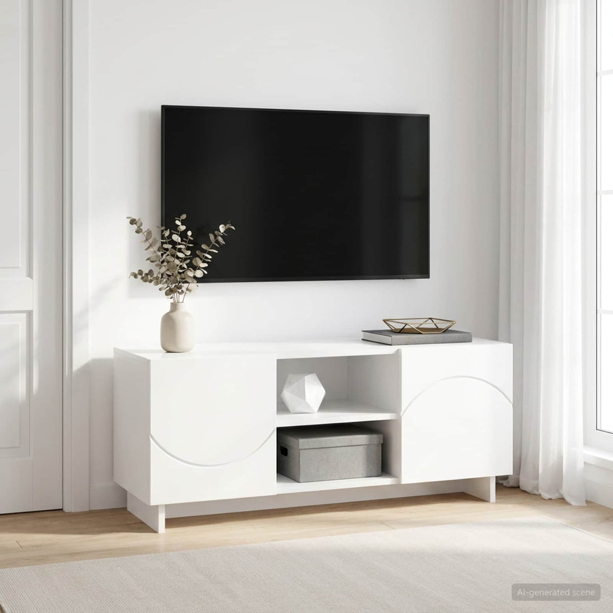 TV állvány 90 x 34.5 x 40 cm Fehér Szerelt Fa