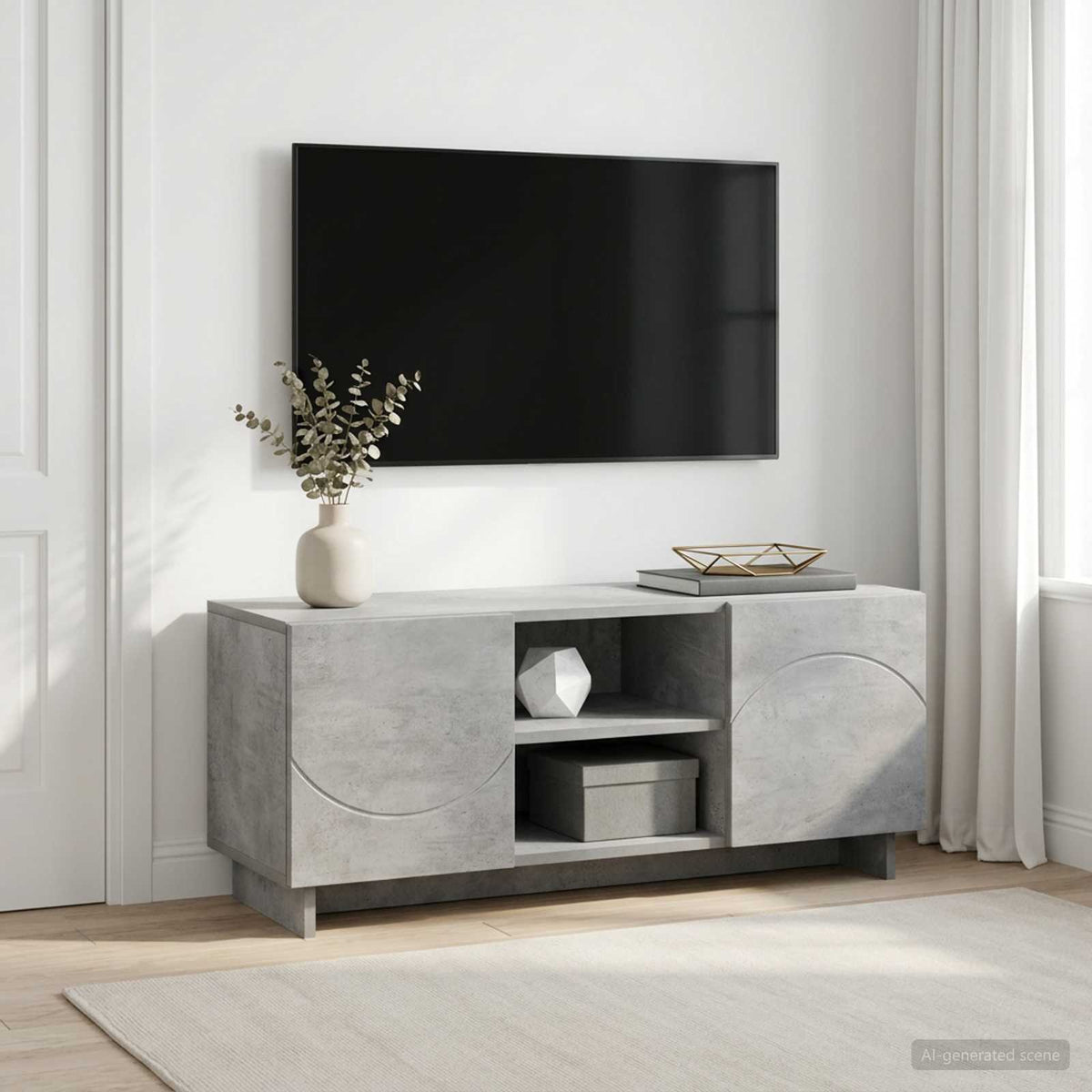 TV állvány 90 x 34.5 x 40 cm Betonszürke Szerelt Fa