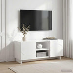 TV állvány 90 x 34.5 x 40 cm Magasfényű Fehér Szerelt Fa